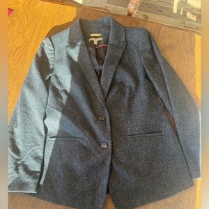 Talbots Dark Charcoal Gray Wool Blend Blazer, 10
